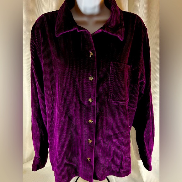 L.L. Bean Tops - LLBean vintage 1990s plum, purple corduroy, long sleeve button-down shirt